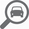 Car under magnifying glass icon