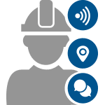 worker with signal location and messaging icon